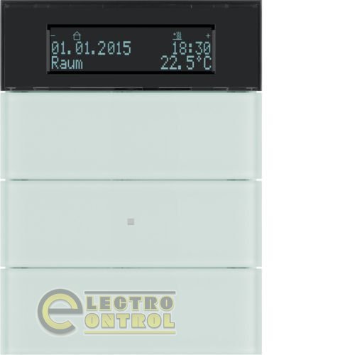 Сенсорная клавиша с регулятором температуры и дисплеем, 3-канал., стекло -  полярная белизна , B.IQ Сенсорная клавиша с регулятором температуры и дисплеем, 3-канал., стекло -  полярная белизна , B.IQ