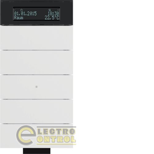 Клавишный ІЧ-сенсор с регулятором температуры и дисплеем, 5-кан.,  полярная белизна  матова, B.IQ Клавишный ІЧ-сенсор с регулятором температуры и дисплеем, 5-кан.,  полярная белизна  матова, B.IQ
