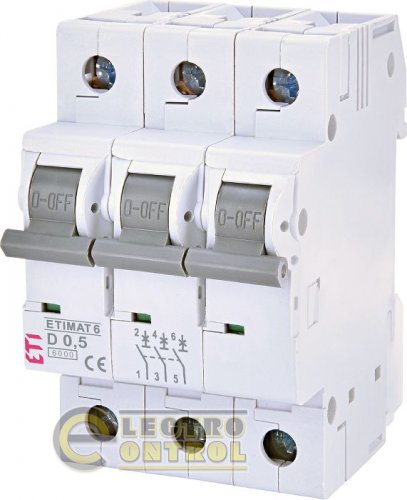 Автоматический выключатель ETI ETIMAT 6 3p D 0,5А AC 2164501 Автоматический выключатель ETI ETIMAT 6 3p D 0,5А AC 2164501