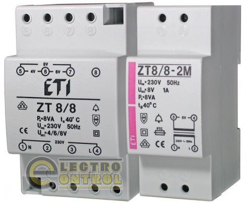 Трасформатор звонковый 2p Zt 8/12-2M 2411011