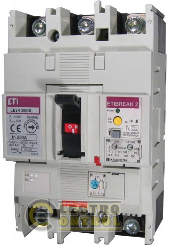 Автоматический выключатель со встроенным блоком УЗО EB2R  250/3L 250А 3р 4671582