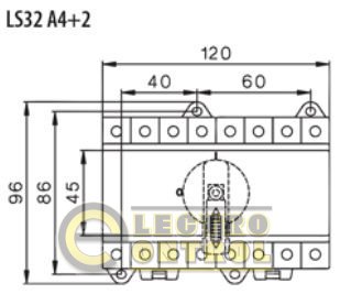 Выключатель нагрузки LS 32 4+2p "1-0" 58A 1000V DC 4660066
