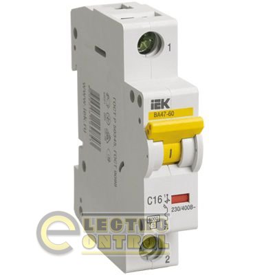 Автоматический выключатель UEK (IEK) ВА47-60  1p 16А B 6 кА AC