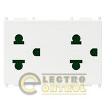 Розетка двойная 2P+E 16A США+Евро SICURY белый Розетка двойная 2P+E 16A США+Евро SICURY белый