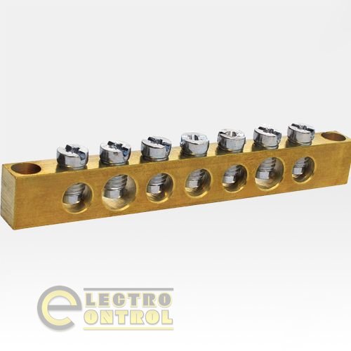 Шина заземления 7 х 12 мм, (100 А) максимальное сечение 25мм, 2/5 = 7 отверстий