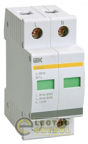 Обмежник імпульсної перенапруги ОПС1-B 2Р In=30kA Un=400B Im=60kA