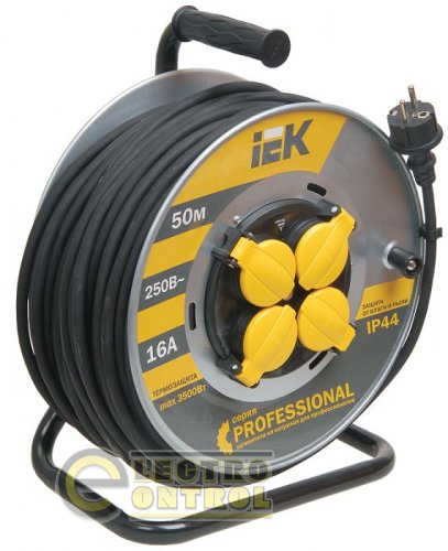 Катушка УК50 на мет с т/з 4 места 2Р+PЕ/50м КГ 3х2,5мм2 IP44 &quot;Professional&quot; IP44