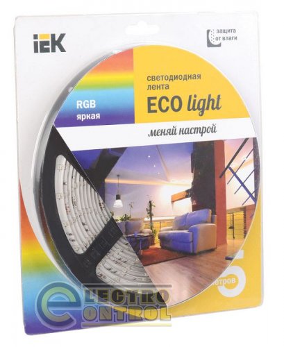 Стрічка LED 5м блістер LSR-3528RGB54-4.8-IP65-12V IEK-eco