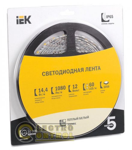 Лента LED 5м блистер LSR-5050WW60-14,4-IP65-12V УЕК