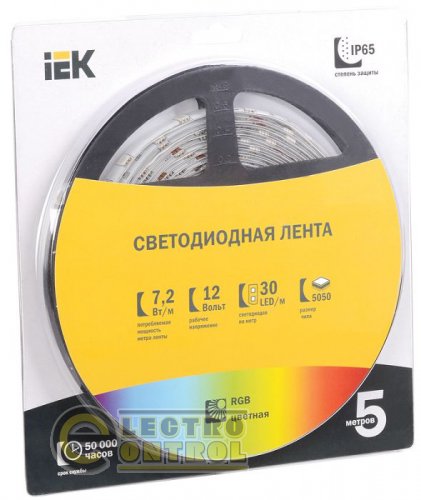 Лента LED 5м блистер LSR-5050RGB30-7,2-IP65-12V УЕК