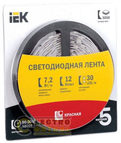 Стрічка LED 5м блістер LSR-5050R30-7,2-IP20-12V IEK