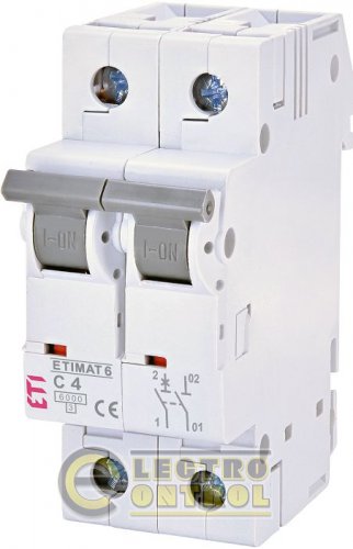 Автоматический выключатель ETI ETIMAT 6 2p C 4А AC 2142510