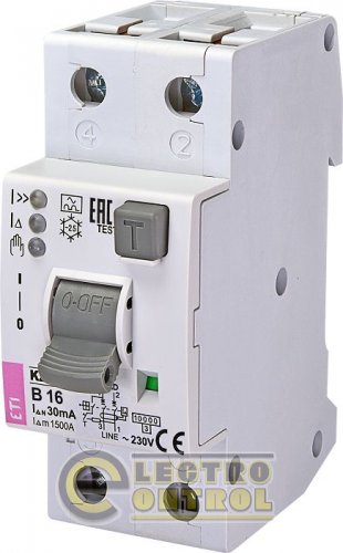 Дифференциальный автоматический выключатель KZS-2M2p EDI B 16/0,03 тип A (10kA) 2172406