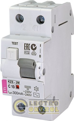 Дифференциальный автоматический выключатель KZS-2M C 10/0,3 тип AC (10kA) 2173322 Дифференциальный автоматический выключатель KZS-2M C 10/0,3 тип AC (10kA) 2173322