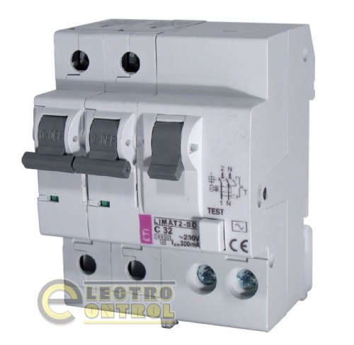 Дифференциальный автоматический выключатель с раздельными блоками АВ и УЗО LIMAT-2 SD B 6/0,03 тип A (10kA) 2050100