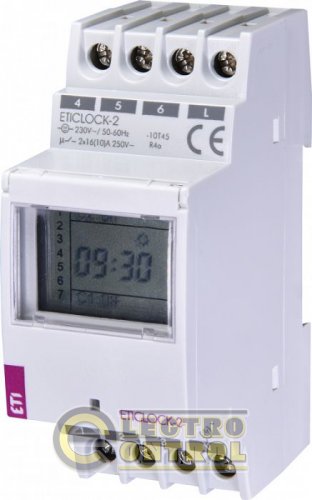 Цифровой таймер Eticlock-2 230V (2x16A_AC1) 2472012 Цифровой таймер Eticlock-2 230V (2x16A_AC1) 2472012