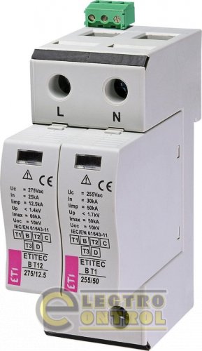 Ограничитель перенапряжения ETITEC B T12 275/12,5 (1+1) 2p, RC 2440330