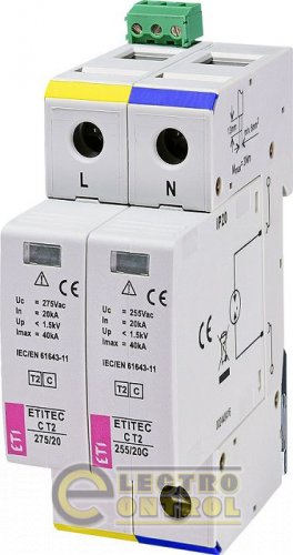 Ограничитель перенапряжения ETITEC C T2 275/20 (1+1) 2p, RC 2440402