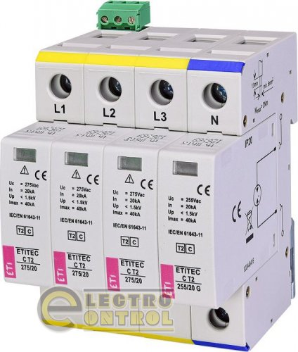 Ограничитель перенапряжения ETITEC C T2 275/20 (3+1) 4p, RC 2440404