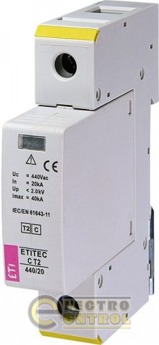 Ограничитель перенапряжения ETITEC C T2 440/20 (1+0) 1p 2440405