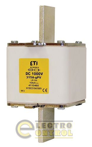 Предохранитель NH-3 gPV 250 A 1000 V DC (L/R=1ms, 10kA) 4110458