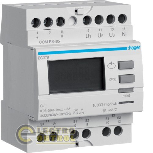 Счетчик электроэнергии трехфазный HAGER EC376 Modbus, 4м