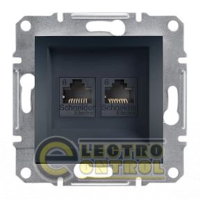 Розетка комп'ютерна подвійна RJ45 Cat.6 UTP, неекр., антрацит