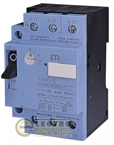 Автоматический выключатель защиты двигателя MSP0-0,6 (0,12-0,18 kW, 0.4-0.6A) 4646618