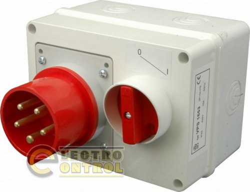 Штепсель настенный с механической блокировкой VPS (IP 44), 16A, 400V, 5 пол