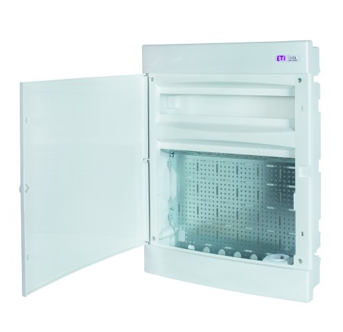 Щит пластиковый  внутреннего исполнения ECM 3x18PO MEDIA-MOD (DIN_18 модулей, 8xRJ, роз. 230V, белые дверцы) 1101319