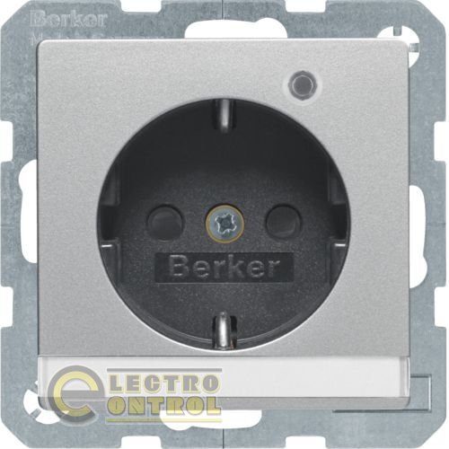 Штепсельная розетка SCHUKO с контрольной лампой, полем для надписи, Q.1/Q.3, алюминий, с эффектом бархата Штепсельная розетка SCHUKO с контрольной лампой, полем для надписи, Q.1/Q.3, алюминий, с эффектом бархата