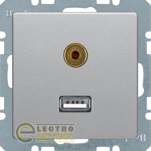 Розетка USB / 3.5мм аудіо, алюміній, Q.х
