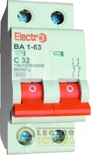 Автоматический выключатель ВА1-63 2 полюса 25A 4,5кА х-ка С Автоматический выключатель ВА1-63 2 полюса 25A 4,5кА х-ка С
