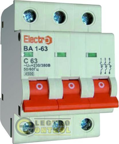 Автоматический выключатель ВА1-63 3 полюса 06A 4,5кА х-ка С Автоматический выключатель ВА1-63 3 полюса 06A 4,5кА х-ка С