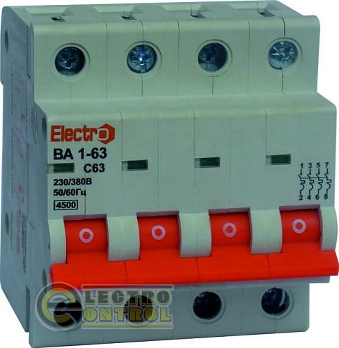 Автоматический выключатель ВА1-63 4 полюса 16A 4,5кА х-ка С Автоматический выключатель ВА1-63 4 полюса 16A 4,5кА х-ка С