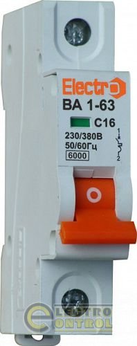 Автоматический выключатель ВА1-63 1 полюс 16A 6кА х-ка С