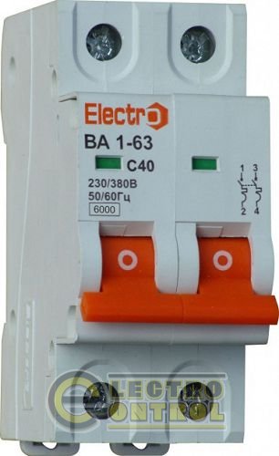 Автоматический выключатель ВА1-63 2 полюса 20A 6кА х-ка С