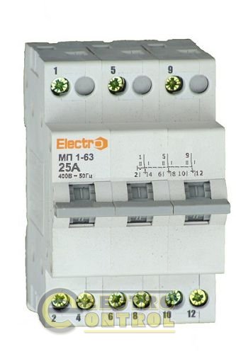 Переключатель напряжения 3 полюса  32A    I-0-II     230B/400B