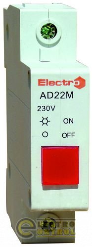 Светосигнальный индикатор AD 22M  красный  неон , 230В на DIN-рейку