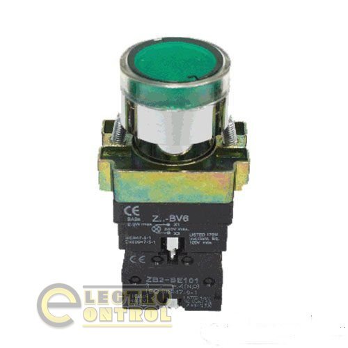Кнопка  ВА31  зеленая   22mm  NO + NC  с подсветкой