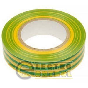 Стрічка ізоляційна PVC 0,13mm x 19mm x 20 метрів, жовто-зелена (упакування 10 шт - 72х72х190)