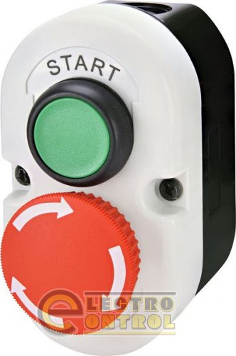 Кнопочный пост 2-модульный ESE2-V5, IP65 ("START/STOP" гриб.типа, откл. поворотом, зеленый/красный, корп. серо-черный) 4771443