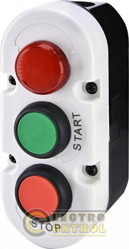 Кнопочный пост 3-модул. ESE3-V8 ("START/STOP" с ламп. LED240V AC, красный/зеленый/красный, корп. серо-черный) 4771446