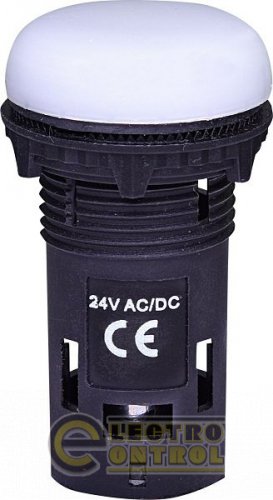 Лампа сигнальная LED матовая ECLI-024C-W 24V AC/DC (белая) 4771215
