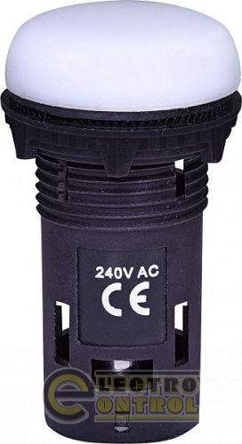 Лампа сигнальная LED матовая ECLI-240A-W 240V AC (белая) 4771235
