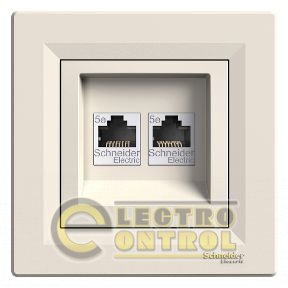 Розетка комп'ютерна подвійна RJ45 Cat.5е UTP, неекр., кремовий