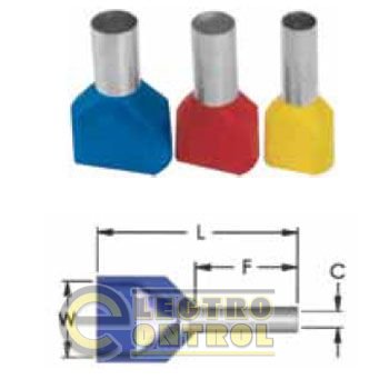 Трубчатый наконечник с изоляцией для 2-х проводов 2,5 / 10.0 Трубчатый наконечник с изоляцией для 2-х проводов 2,5 / 10.0