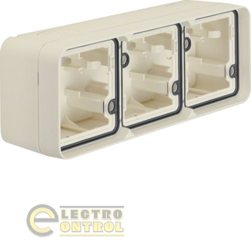 Корпус с рамкой 3Х для внешней установки, горизонтальний, белый, W.1