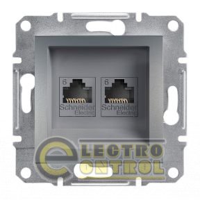 Розетка комп'ютерна подвійна RJ45 Cat.6 UTP, неекр., сталь