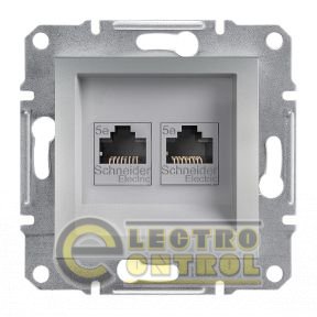 Розетка компьютерная двойная RJ45 Cat.5е UTP, неэкр., алюминий